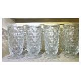 Kit...Vintage Footed Cubist Glass Tumblers, believed to be vintage Indiana glass