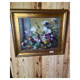 BR2…Mid-to-late 20th-century "decor art” of a floral still life painting. See pictures for details.