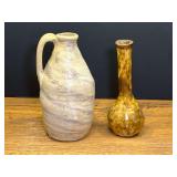 LR…Signed vintage art pottery bud vase, also includes a Marie Rogers signed artisan pottery jug with handle. See pictures for details.