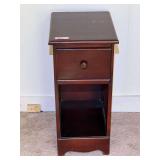 BR1… Vintage wooden one drawer side table with cubby, see pictures for details.