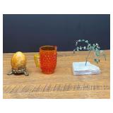 LR...Assorted Decorative Mineral and Glass Tabletop Objects