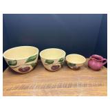 Kit...McCoy Pottery Apple Nesting Bowls and Solid Glaze Pitcher Set