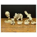 LR… Assorted Lennox figurines to include Tweety, flying eagle, elephants, and swans. Six pieces total. See pictures for details.