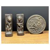 Bath…Antique relief metal trinket box or jewelry casket, typically dating from the late 19th to early 20th century. also comes with vintage cherub book ends, see pictures for details.