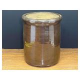 Garage…Antique/vintage cylindrical stoneware storage crock/jar. See pictures for details.