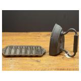 Kit...Cast Iron Corn Stick Pan and Flat Iron Set