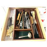 Kit...Wooden Silverware Chest with Assorted Cutlery and Utensils