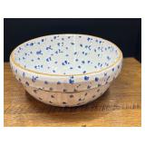Kit...Stoneware Blue Sponge Spatterware Mixing Bowl with Impressed Mark