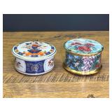 LR...Set of Two Decorative Ceramic Boxes including Lena Liu Music Box and Lego Japan Trinket Box