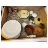 Kit...Assortment of extra stoneware lids, milk glass lids, divided relish dish, and much more.