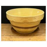 Kit...Yellow Ware Mixing Bowl with Relief Pattern and Brown Stripe
