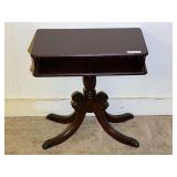 BR1…Duncan Phyfe-style side table with pedestal base, believed to be mahogany, see pictures for details.