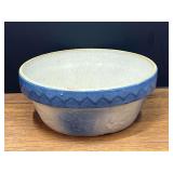 Kit...Stoneware Mixing Bowl with Blue Banding and Zigzag Pattern