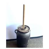 Garage… SR Rogers vintage/antique butter churn crock, there is some chipping present, see pictures for details.