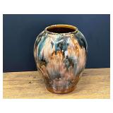 LR...Brown Onyx Glaze Ceramic Vase with Drip Effect