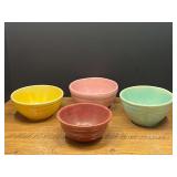 Kit...Set of 4 Assorted Color Ceramic Mixing Bowls with Ribbed Exterior