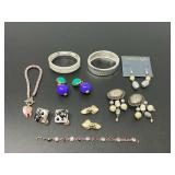 Costume Jewelry Assortment Including Bracelets and Earrings