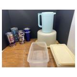 Kit...Kitchen Storage Assortment Including Tupperware and Tumblers