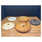 Garage… Extra butter churn crock lids, five pieces, see pictures for details.