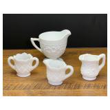 LR...Assorted Milk Glass Creamers and Sugar Bowls, Set of Four