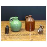 LR… Vintage miniature artisan stoneware jugs, four pieces, one piece is from Crawford County Georgia, see pictures for details.
