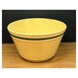 Kit...Watt Oven Ware Yellow Pottery Mixing Bowl with Green and White Striping