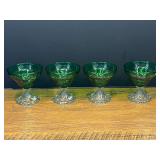 Garage…Vintage Anchor Hocking forest green champagne or tall sherbet glasses with clear "Boopie" bubble bases. See pictures for details.