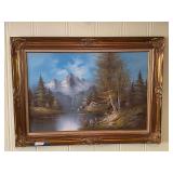 LR...Framed Mountain Landscape Oil Painting
