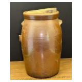 Garage… Vintage/antique butter churn crock, 3-gallon, handle is broken, see pictures for details.