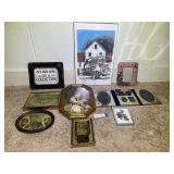 BR1…Assortment of home decor, artwork ready for framing, decorative wall items, framed print, and more. See pictures for details.