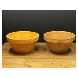 Kit...Pair of Yellow Ware Mixing Bowls with Embossed USA Markings