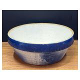 Kit...Blue and White Stoneware Mixing Bowl with Embossed Pattern