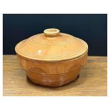 Kit...Glazed Ceramic Covered Casserole Dish with Geometric Relief