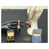 Vintage novelty mechanical music box charm bracelet, tie tacks, and vintage Hamilton 14K gold filled ladies