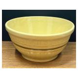 Kit...Large Yellow Ware Mixing Bowl with Brown Band