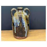 Garage…Vintage, double-handled stoneware jug crafted by Marie Rogers. See pictures for details.