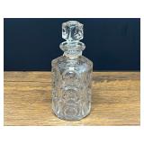 Kit...Clear Glass Barber Bottle with Matching Stopper and Pressed Medallion Pattern