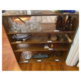 LR...WOODEN SHELF WITH 4 SHELVES, Items shown in pictures are sold in separate lots