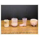 LR...Assorted collectible Glass Miniature Toothpick Holders, 4 pieces and Tooth