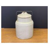 Garage… Antique Weir stoneware canning jar with bail handle lid, see pictures for details.