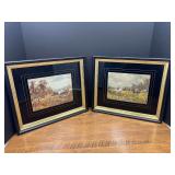 Bath…Vintage framed equestrian hunting prints, set of two, see pictures for details.