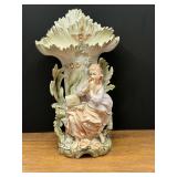 Bath…Vintage Ardalt figural porcelain spill vase with  a seated lady next to a small chest or jewelry box, see pictures for details.