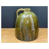 LR…Modern folk art stoneware jug handcrafted by the well-known contemporary Georgia folk potter, Charlie West. See pictures for details.