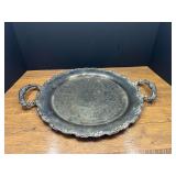 Bath…Vintage, plated round double handled formal serving tray, see pictures for details.