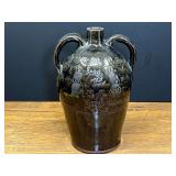 LR…Hewells southern folk art double-handled stoneware pottery jug from Gillsville, Georgia. See pictures for details.