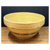Kit...Yellow Ware Mixing Bowl with Brown Banding and Embossed Rim