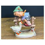 LR...Goebel Hummel Porcelain Figurine - Boy with Goose on Fence