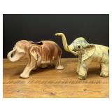 Kit...Ceramic Elephant Planter and Elephant Figurine, believed to be made from crushed oyster shells