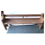 Garage…Rustic wooden church pew bench, see pictures for details.