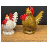 Garage…Southern folk pottery roosters, two pieces, both are signed Daniel Boone, see pictures for details.